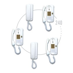 گوشی فرعی DF ارتباط داخلی 1 به 20 سیماران: تغذيه اين سيستم با ولتاژ خروجي 12V DC، با توان ساپورت 20 گوشي در محدوده ولتاژ 170V AC تا 240V AC را دارد. حداکثر جرياني که هر تغذيه قابلیت تأمين دارد 250 mA در حالت ساکن و 400 mA لحظه اي مي باشد.گوشی فرعی ارتباط داخلی 1 به 20 سیماران قابلیت استفاده از هر تعداد گوشی مرکزی را دارد. 